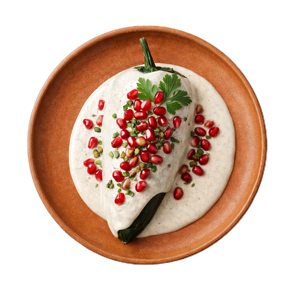 Chile en nogada with walnut cream
